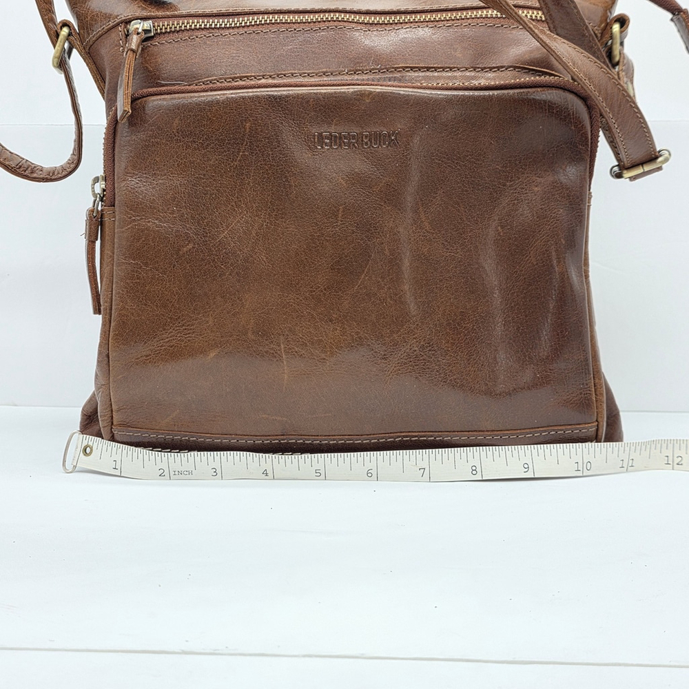 Vintage Utility Leder Buck Leather Crossbody Messenger Bag Brown Everyday Carry - Picture 9 of 10